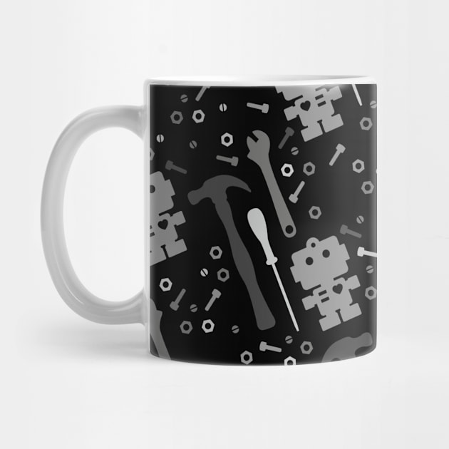 Techie Tools Black White Pattern by XOOXOO